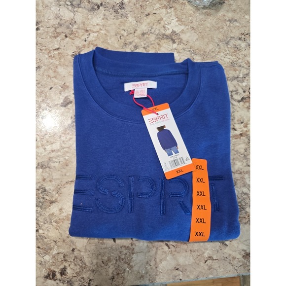 Esprit Tops - Esprit Women's XXL Blue Cotton Fleece Crewneck Logo Pullover Sweatshirt